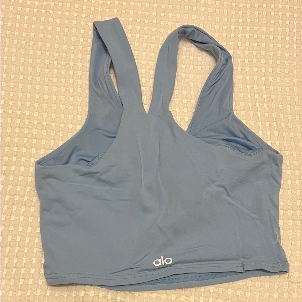 Alo Airbursh Real Bra Tank in blue sky - Picture 3 of 7